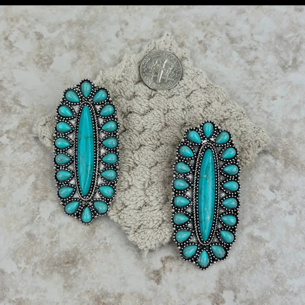 Faux turquoise cluster earrings